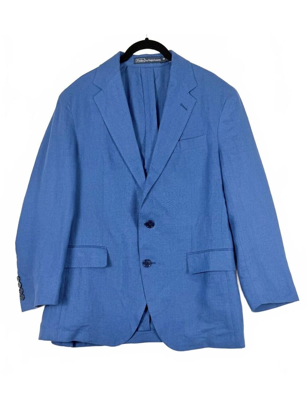Polo Ralph‎ Lauren Blue Linen Blazer Sport Coat Suit Jacket 2-Button Men's 38S